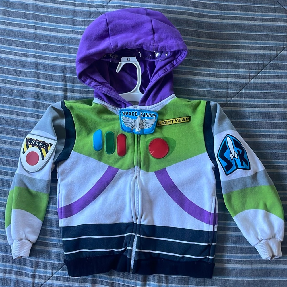 Pre Loved Toy Story Disney Buzz Lightyear Space Ranger Hoodie Sz 5/6 (no wings)